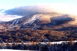 Photo of Burke Mountain in winter. 